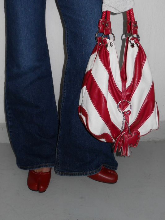 red striped bag