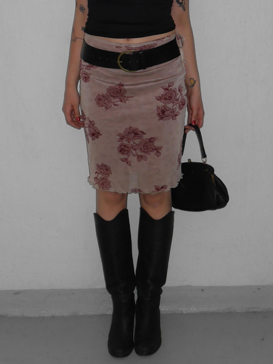floral mesh skirt